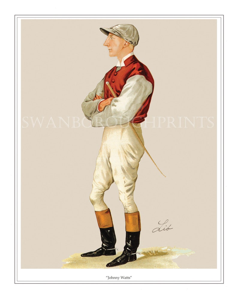 Horse Track Racing Jockey Print in Racing Colours. Jockey Prints. Horse Racing Prints of Jockeys. Sporting Prints on Watercolour Paper image 1