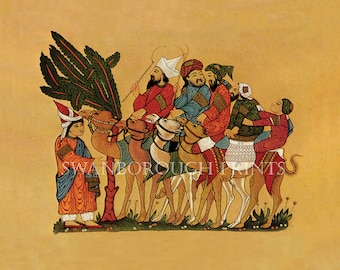 Persian Wall Art. Camel Train. Persian Home Living Room Wall Art. Middle East Persian Traders Camel Train. Middle Eastern Wall Art.