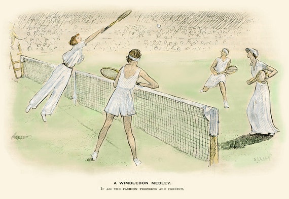 Womens Tennis Match Wimbledon Lawn Tennis Club Fashion Print Etsy