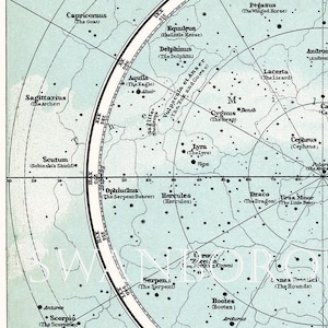 Northern Hemisphere Constellations Map, Astronomy Print Taken From an Early Times Atlas Map Showing The Constellations and Stars. image 3