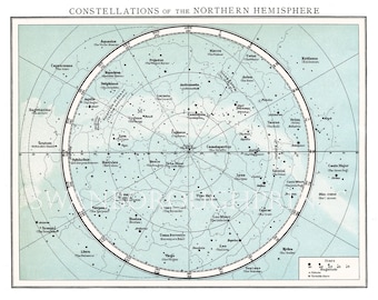 Carte des constellations de l'hémisphère nord, impression astronomie