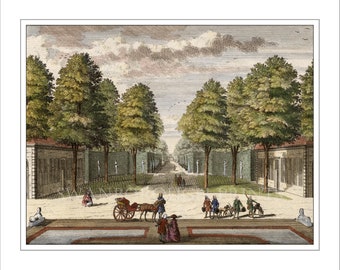 Dutch Garden Views Pleasure Garden, Giclée Print From The Original Hand Coloured 1783 Engraving, Garden Design.