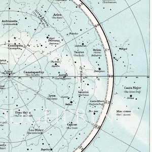 Northern Hemisphere Constellations Map, Astronomy Print Taken From an Early Times Atlas Map Showing The Constellations and Stars. image 4