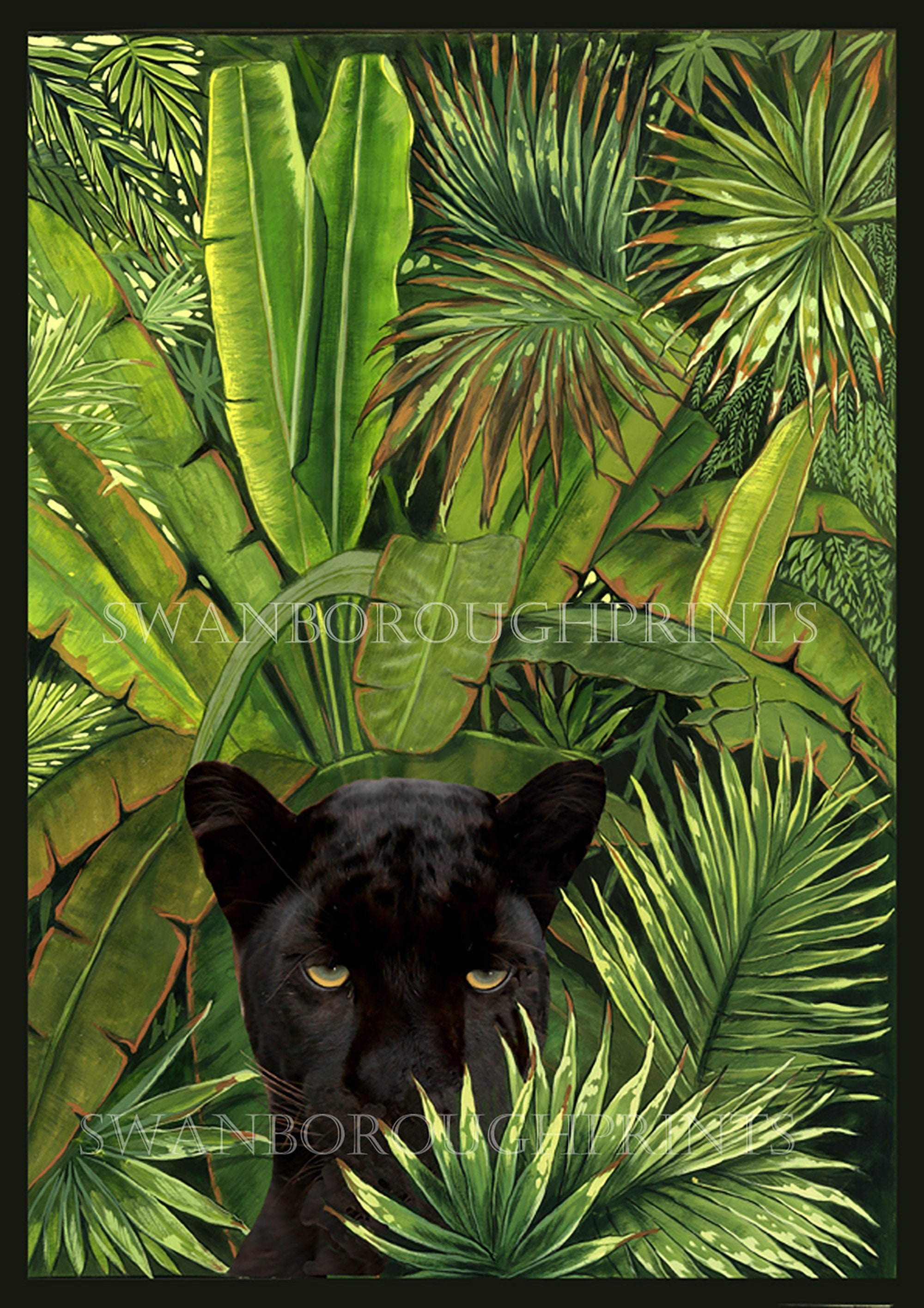 Black Panther in Jungle Surroundings Print Black Panther Cat Etsy UK