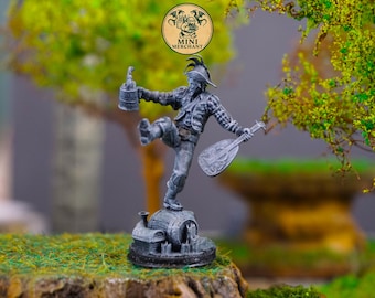 Male Bard with lute - DnD Miniature for tabletop RPG