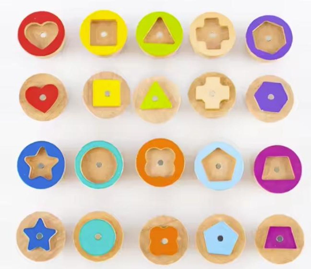 Handmade Wooden Color Shape Matching Eggs for Toddlers Montessori ...