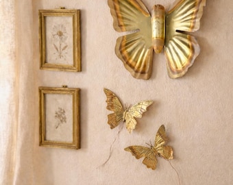 Vintage Brass Butterfly Wall Decor Set: Cottagecore, Boho, Retro Metal Butterflies