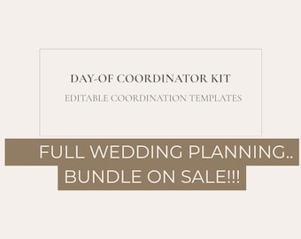 Wedding Planning Bundle | Checklist + Day-Of Kit + Timeline Template | Editable Canva + Printable PDFs