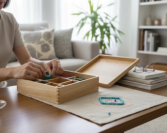 Montessori Bead Box with Bead Bars | Includes 10 Bead Bars per Color | Montessori Math Material | Handmade Wooden Learning Toy