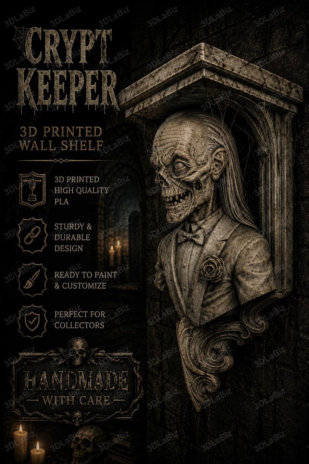 Crypt Top Frame Horror Crypt Keeper Like 6x5 Top Floating Wall Shelf Collectible - New ...