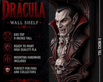 Horror Classic Count Dracula Vampire 6x5 Top Floating Wall Shelf Collectible - New & Multiple Colors Available