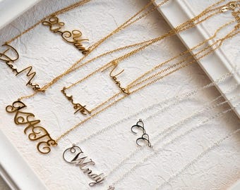 Personalised Name Necklace | Sterling Silver 18k Gold Plated Jewellery | Custom Word Necklace Gift