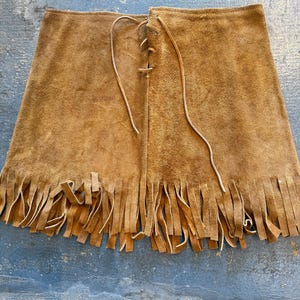 Suede Western Skirt with Fringe Made in Mexico 60&#39;s-70&#39;s