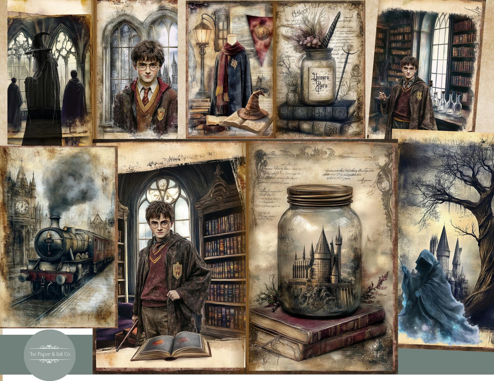 Wizarding World Junk Journal Papers - 9 Double Pages Jpgs Magical ...