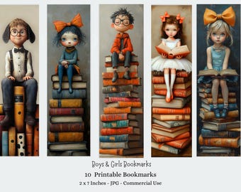 Marcapáginas para niños y niñas: 10 marcadores originales - Descarga digital