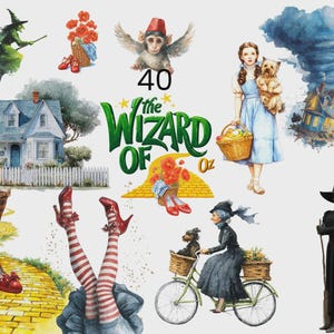Wizard of Oz Clipart- 40 Transparent PNGs - Emerald City Characters- Digital Download
