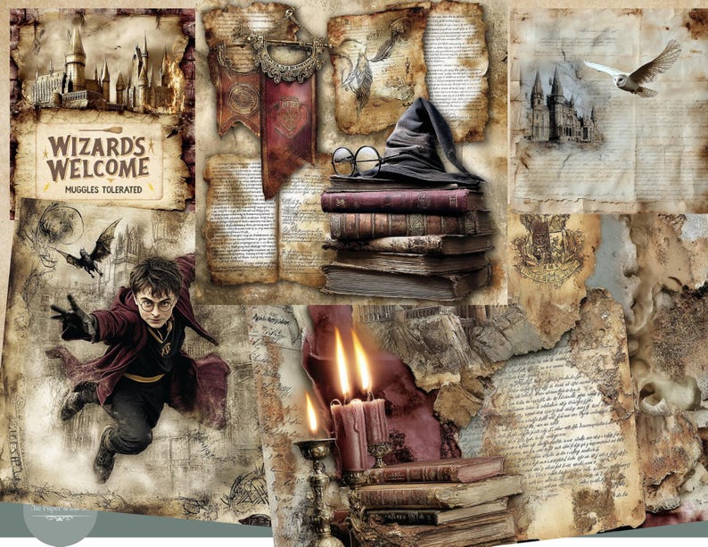 Wizarding World Junk Journal Papers -20 Pages Jpgs -digital Download - Etsy