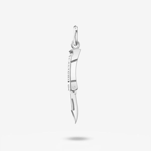 SLASH Sterling Silver Working Pocket Knife Charm Pendant, Miniature Knife Jewelry