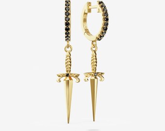Dagger with Black Diamond Hoops