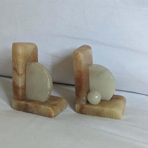 Art Deco-Style Marble Bookends (1990s) Set of 2
