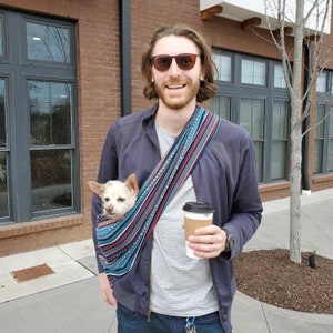 Dog Sling Carrier Beach House 100% Organic Cotton For Cats too