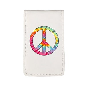 Tie Dye Peace Symbol Sunfish hand made leather golf scorecard and yardage book holder