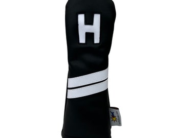 Black White H Leather Golf Hybrid Headcover by Sunfish !