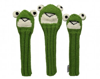 Sunfish Frog Animal Knit Wool Golf Headcover Set - Driver, Fairway, & Hybrid