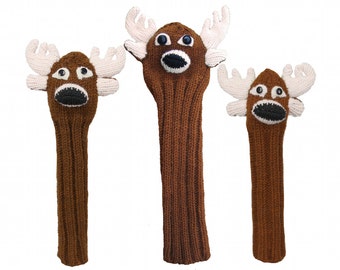 Sunfish Deer Animal Knit Wool Golf Headcover Set - Driver, Fairway, & Hybrid