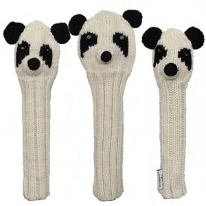 Sunfish Panda Animal Knit Wool Golf Headcover Set - Driver, Fairway, & Hybrid
