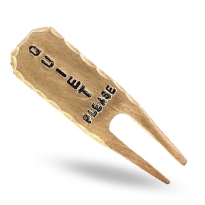 Quiet Please Hand Stamped Copper Golf Divot Tool by Sunfish