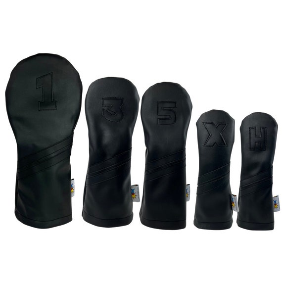 Set Copricapi Golf In Pelle Sunfish - DR, 3W, 5W Nero Su Nero - Foto 3