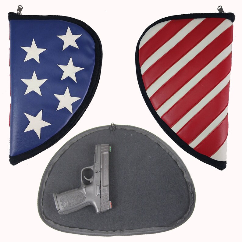 Leather Pistol Gun Case Liberty USA American Flag Handgun Etsy