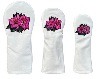 Augusta Azalea Hand Embroidered golf club headcover SET by Sunfish