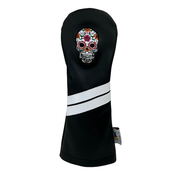 Sugar Skull Black Leather Fairway Wood Golf Headcover by Etsy