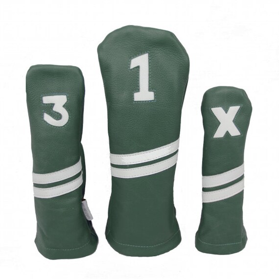 Green and White Leather Golf Headcover Set Driver Fairway Etsy