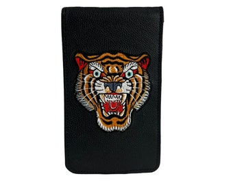 Hand Embroidered Tiger leather sunfish golf scorecard and yardage book holder cover