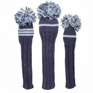 Sunfish Navy and Light Blue Knit Wool Golf Headcover Set Driver, Fairway, & Hybrid image 1