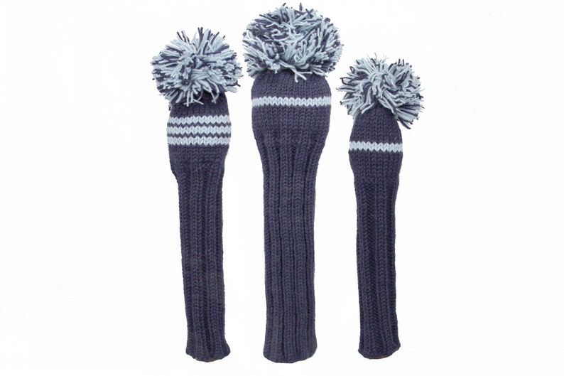 Sunfish Navy and Light Blue Knit Wool Golf Headcover Set Driver, Fairway, & Hybrid image 1