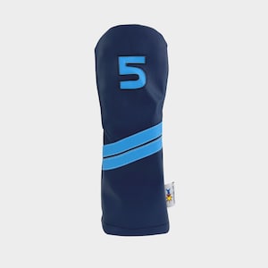 Navy and Light Blue Leather Golf 5 Fairway Headcover by Sunfish!
