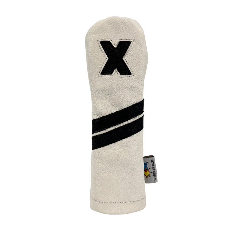 White and Black Leather Hybrid 'X' Golf Headcover by Sunfish image 1