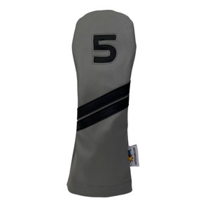 Gray and Black Leather Golf 5 Fairway Headcover by Sunfish!