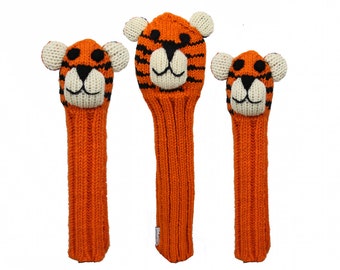 Sunfish Tiger Animal Knit Wool Golf Headcover Set - Driver, Fairway, & Hybrid