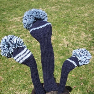 Sunfish Navy and Light Blue Knit Wool Golf Headcover Set Driver, Fairway, & Hybrid image 2