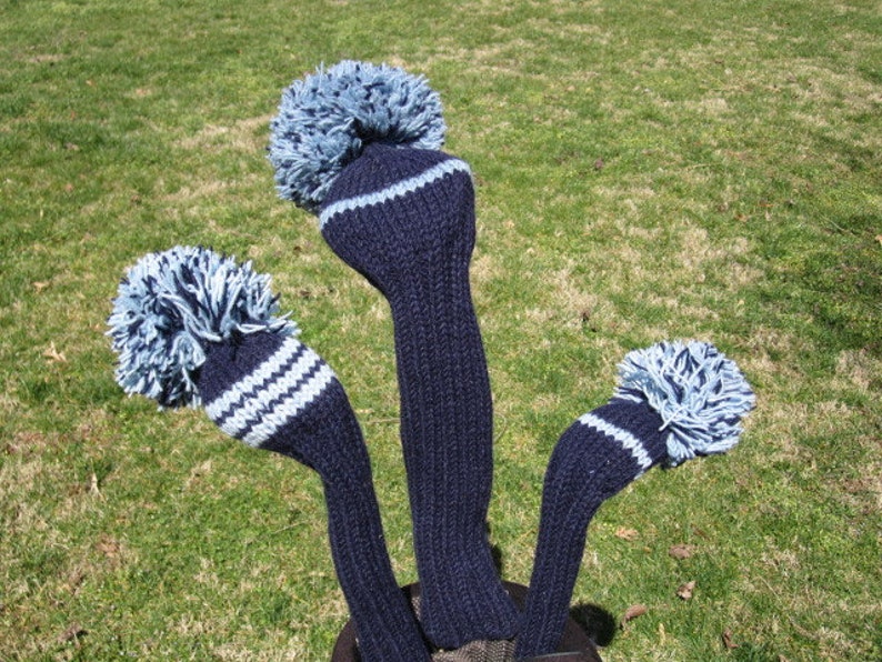 Sunfish Navy and Light Blue Knit Wool Golf Headcover Set Driver, Fairway, & Hybrid image 2