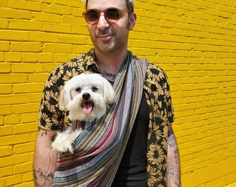Dog Sling Carrier Bohemian Multi-Color 100% Organic Cotton For Cats too