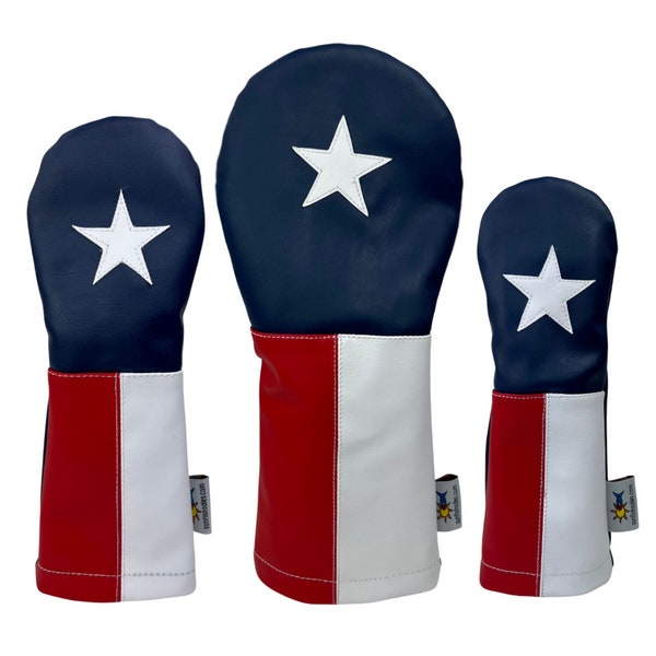 Lone Star Texas Leather golf club headcover set by Sunfish - driver fairway hybrid !