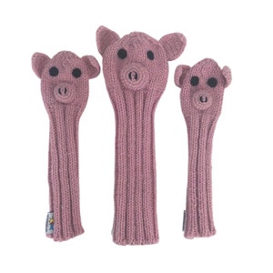 Sunfish Pig Animal Knit Wool Golf Headcover Set - Driver, Fairway, & Hybrid