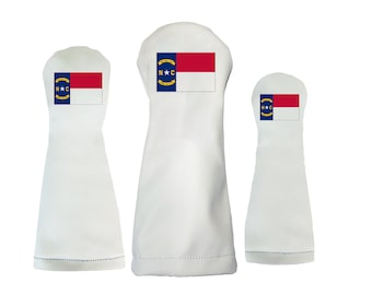 NC State Flag Golf Headcover: Driver, Fairway, Hybrid Set