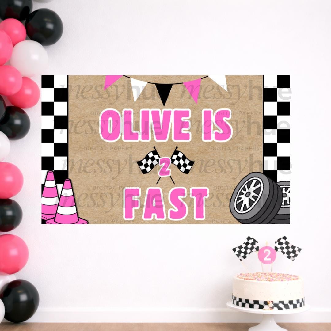 Two Fast Digital Birthday Banner Template, Editable on Canva - Etsy